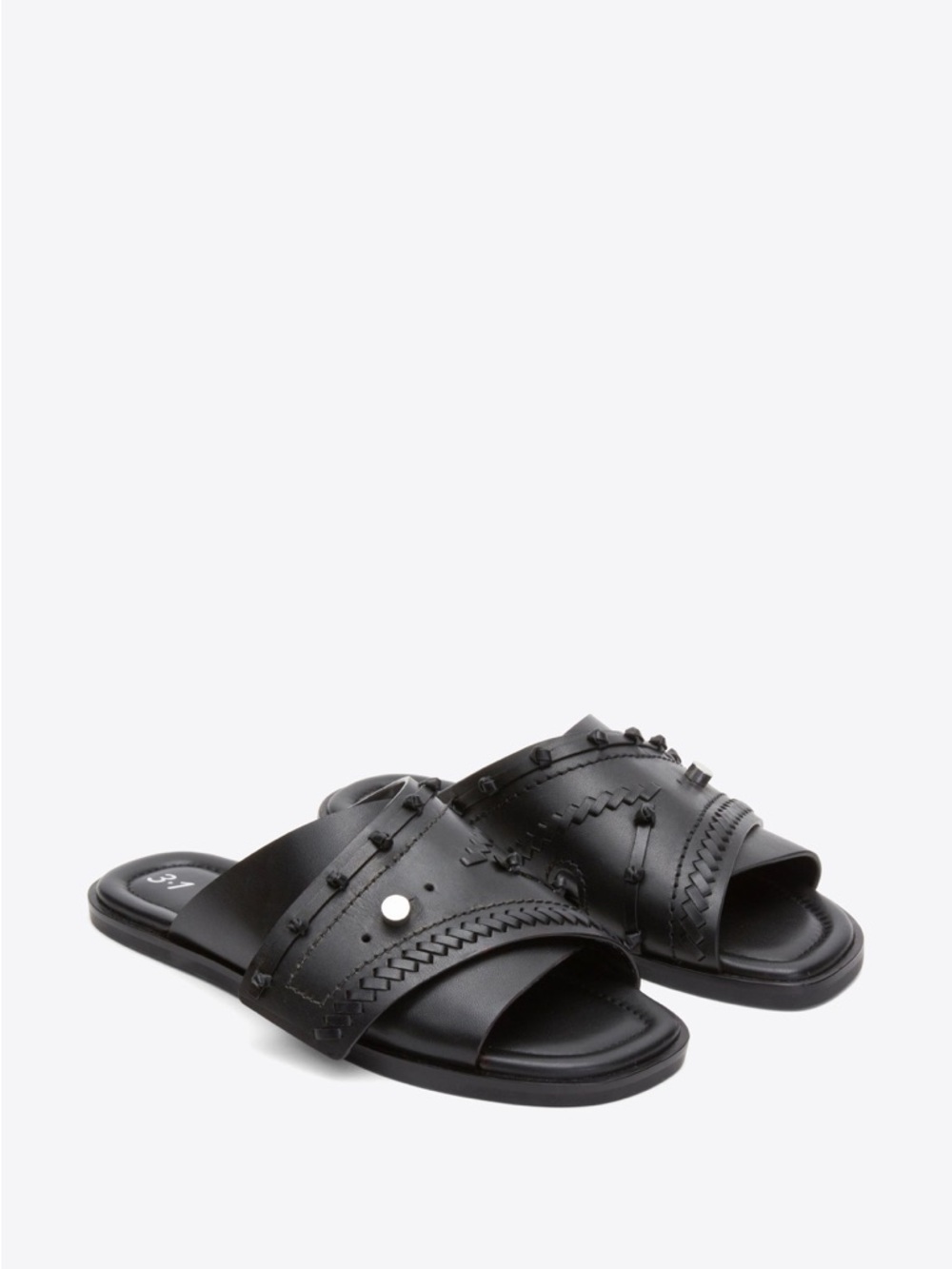 3.1 Phillip Lim Black Crossover Slide Sandal with 100% Cow Leather Craft Sz 39